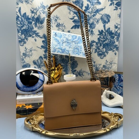 🆕 KURT GEIGER LONDON 🧿 NWOT Shoreditch Small Leather Crossbody Bag, Bone Beige - Picture 2 of 16